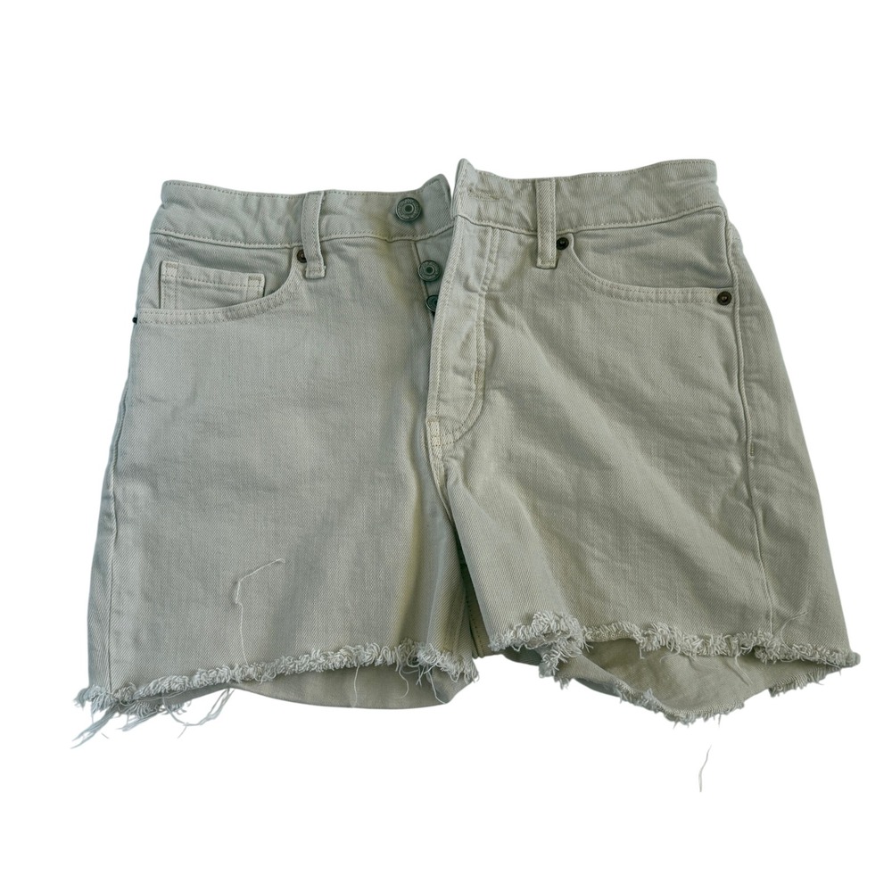 Old Navy OG Straight High Rise Ecru Denim Cut Off Shorts Size 6 Button Fly